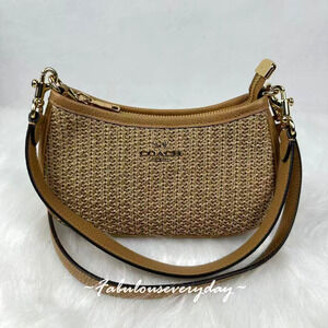 Coach Teri Mini Crossbody Bag Shoulder Bag Straw/Gold/Toast CDW66